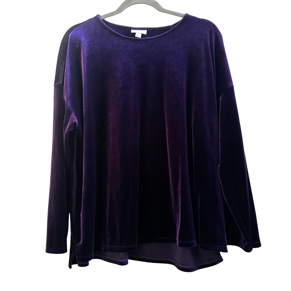 J. Jill Purple Velvet Tunic Top Petite XL Relaxed Fit